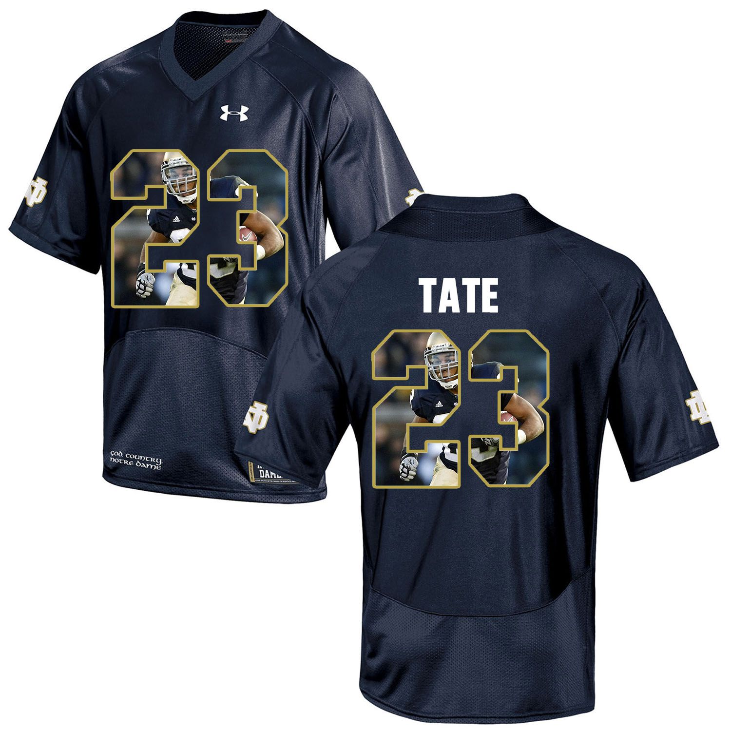 Men Norte Dame Fighting Irish #23 Tate Navy Blue Fashion Edition Customized NCAA Jerseys